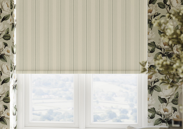 Trellis Prints, Noble Stripe Bud Green - Roller Blind - Image 5